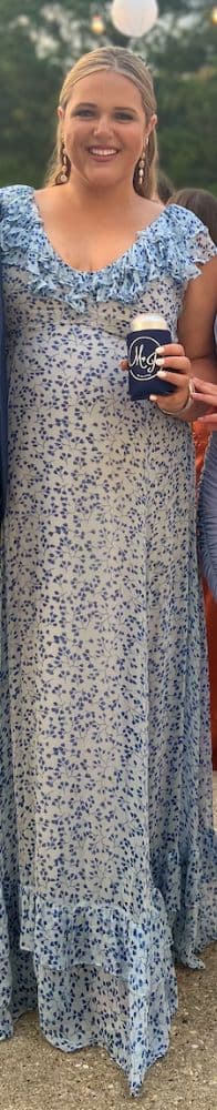 Blue Floral Tiered Maxi – Romantic Ruffled Garden Gown - Image 1