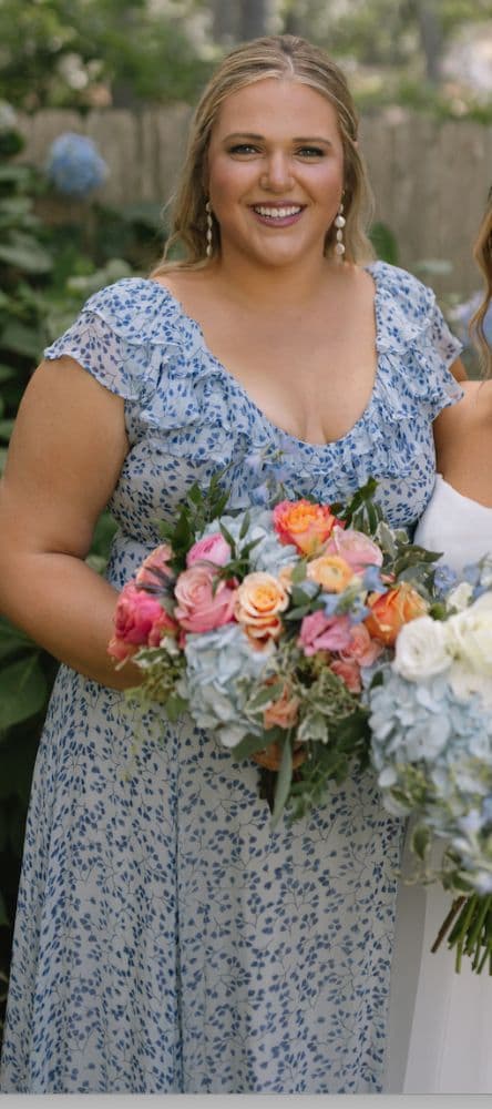Blue Floral Tiered Maxi – Romantic Ruffled Garden Gown - Image 2