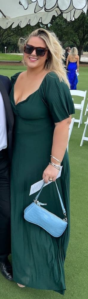 Emerald Pleated Flutter-Sleeve Gown - Image 1