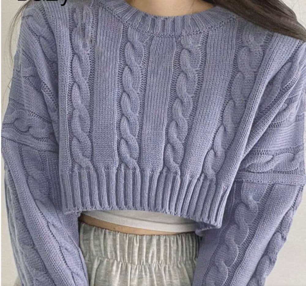 Plain Crew Neck Casual Long Sleeve Sweater - Image 1
