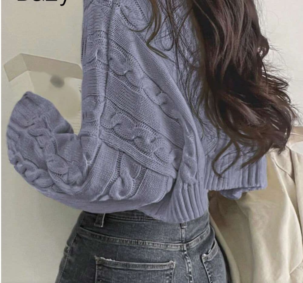 Plain Crew Neck Casual Long Sleeve Sweater - Image 2