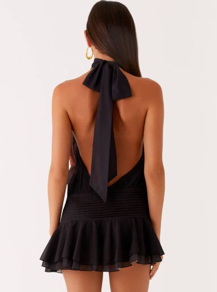 Open Back Halter Floral Mini Dress  - Image 3
