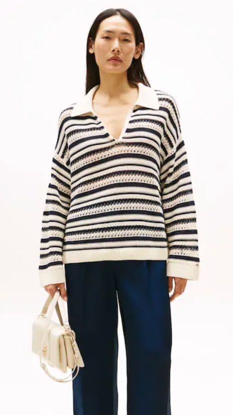 Tommy Hilfiger Oversized Crochet Polo Jumper - Image 1