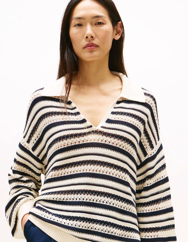 Tommy Hilfiger Oversized Crochet Polo Jumper - Image 2
