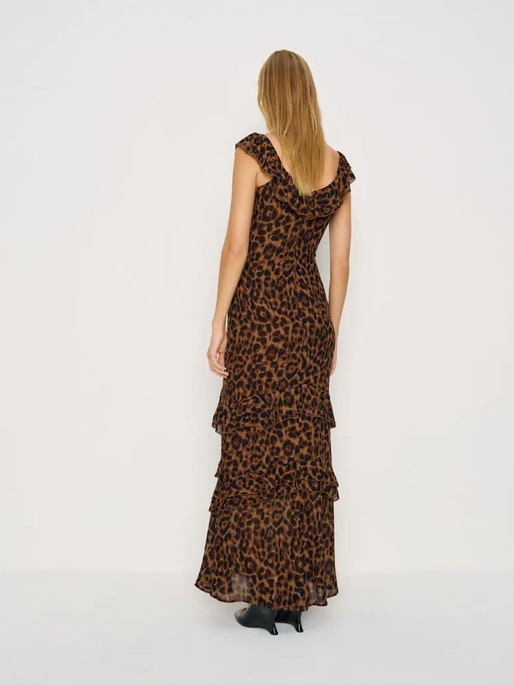 Reformation Animal Print Ruffle Dress - Image 4