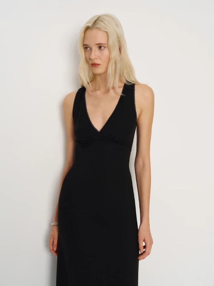 Reformation Midi Knit Dress in Black - Image 3
