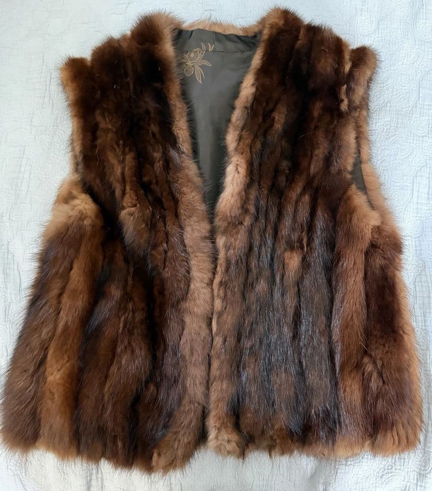 Vintage Sable Brown Mink Fur Vest Size Small/Medium Old Money - Image 1