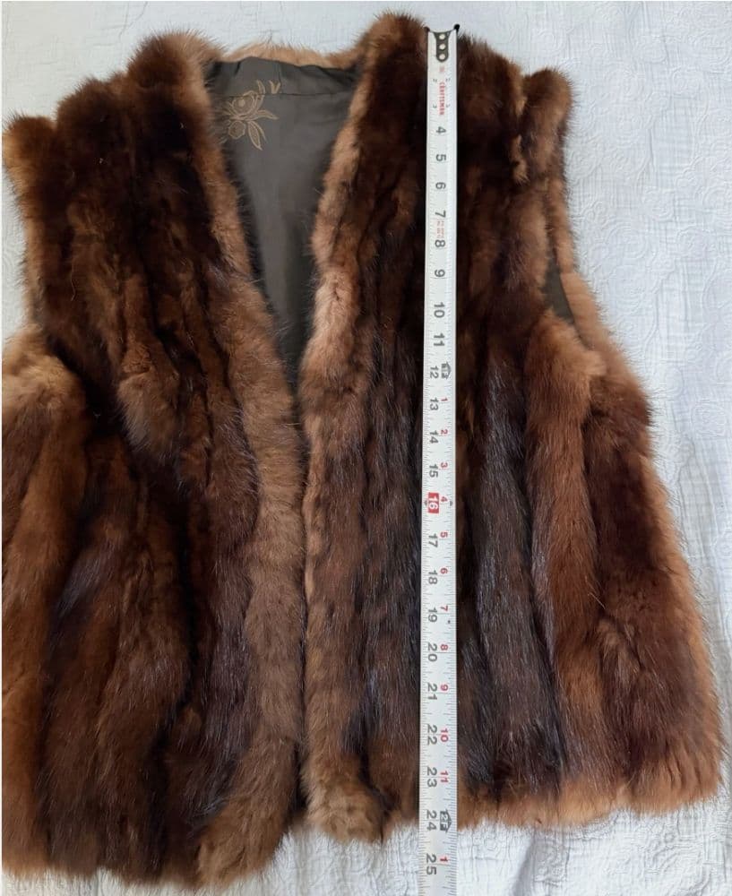 Vintage Sable Brown Mink Fur Vest Size Small/Medium Old Money - Image 3