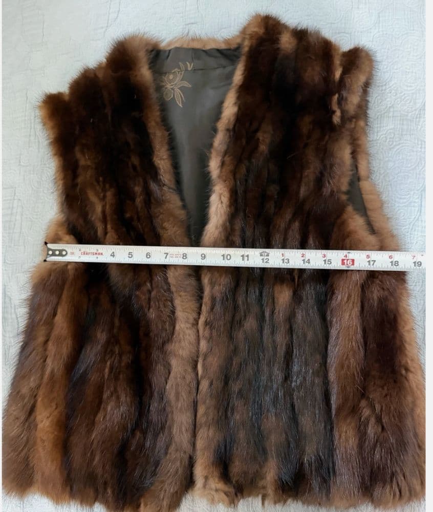 Vintage Sable Brown Mink Fur Vest Size Small/Medium Old Money - Image 2