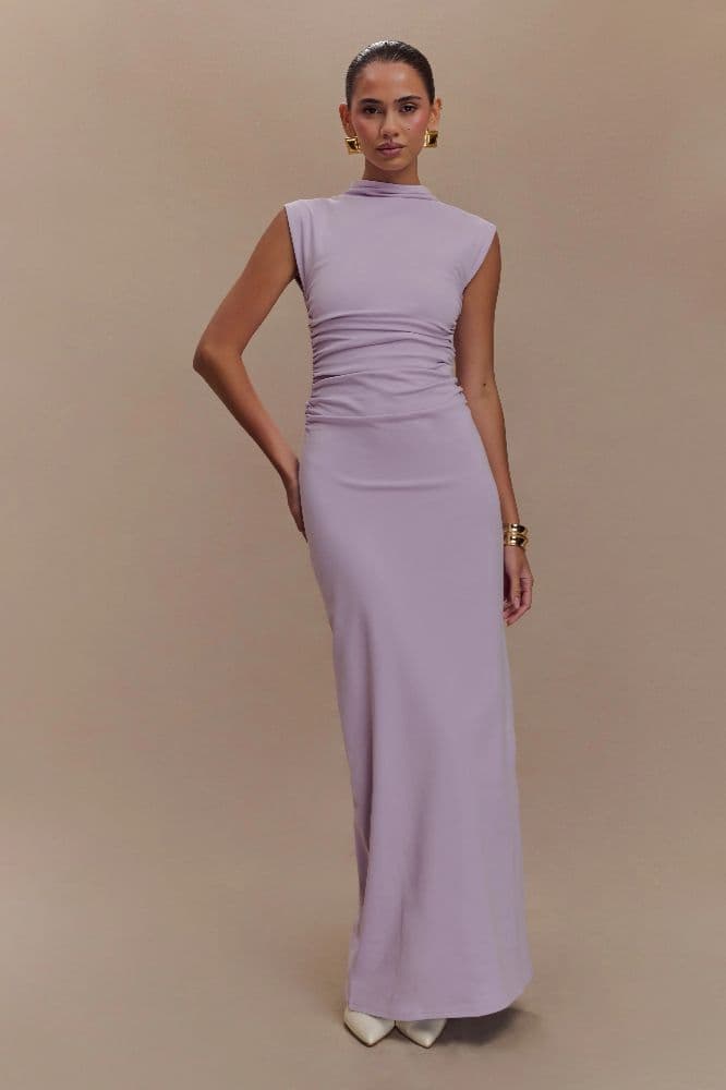 Meshki Elliot High Neck Sleeveless Maxi Dress in Lilac - Image 1