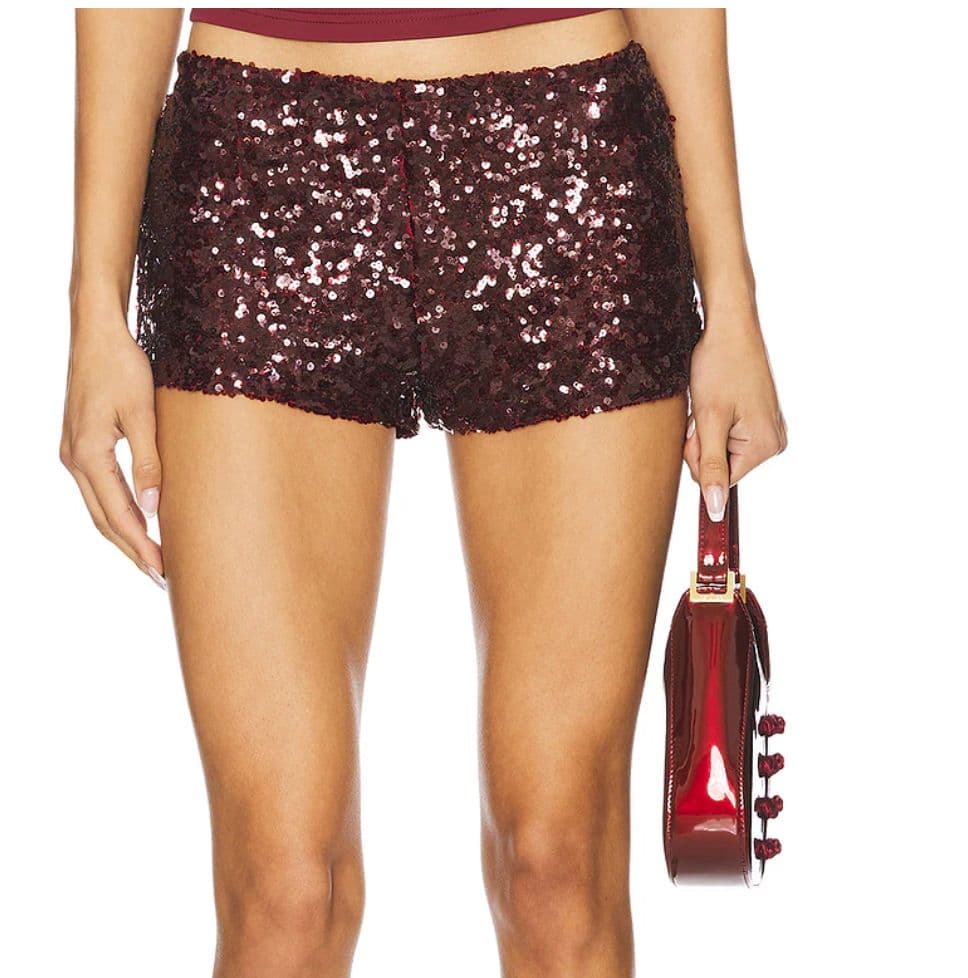 Revolve Lioness Burgundy Micro Shorts - Image 1