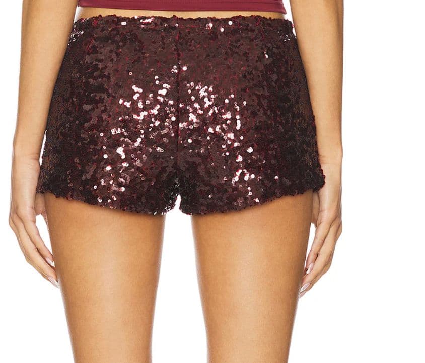 Revolve Lioness Burgundy Micro Shorts - Image 2