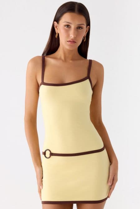 Yellow & Brown Mini Dress - Image 3