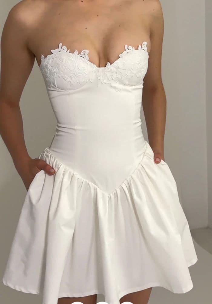 Sacha White Lace Drop Waist Corset Puffy - Image 2