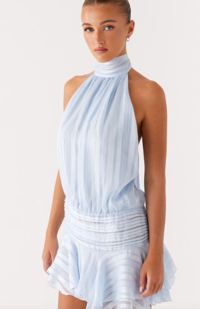 Willow Chiffon Mini Dress - Blue Pepper Mayo - Image 2