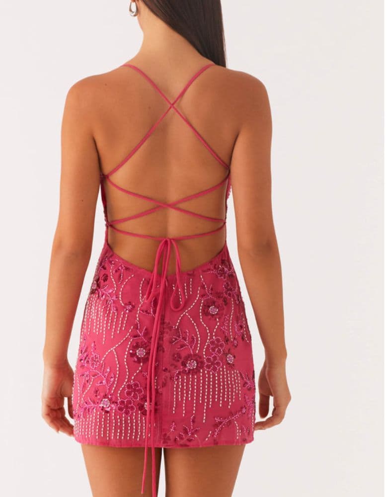 Vietta Sequin Cami Mini Dress - Fuchsia PepperMayo - Image 2