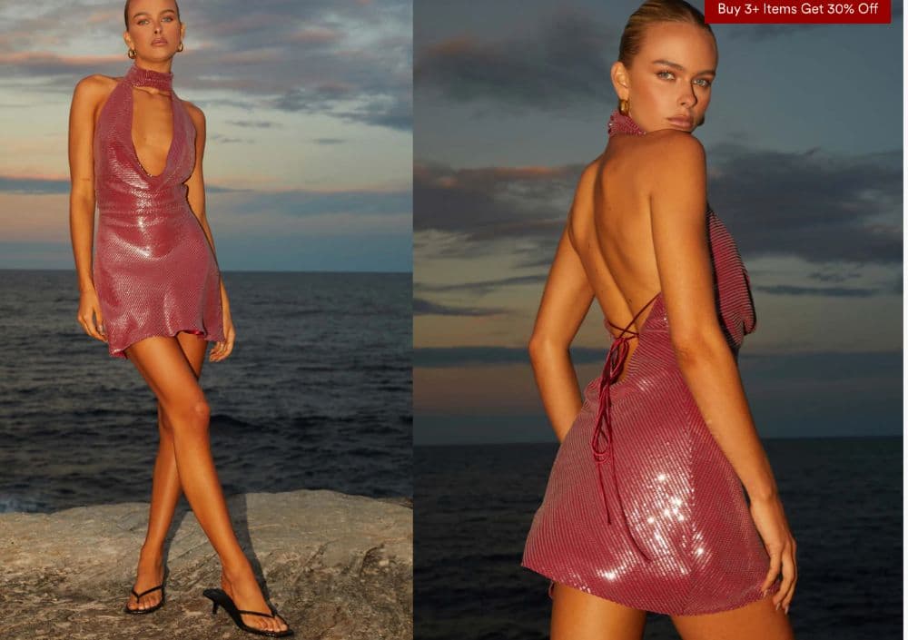 Nora Sequin Cowl Neck Mini Dress - Red Peppermayo - Image 1