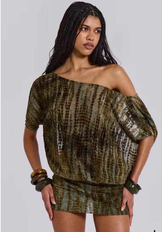 Ophidian Devore Backless Mini Dress - UK 6 / Green Jaded london - Image 1