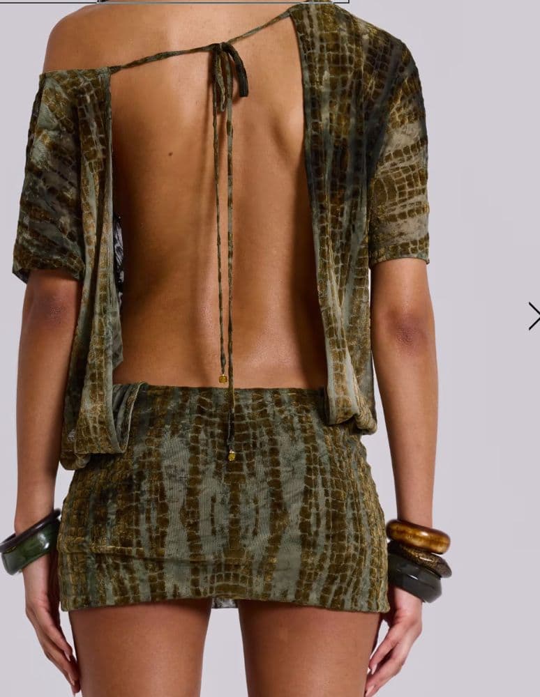 Ophidian Devore Backless Mini Dress - UK 6 / Green Jaded london - Image 2