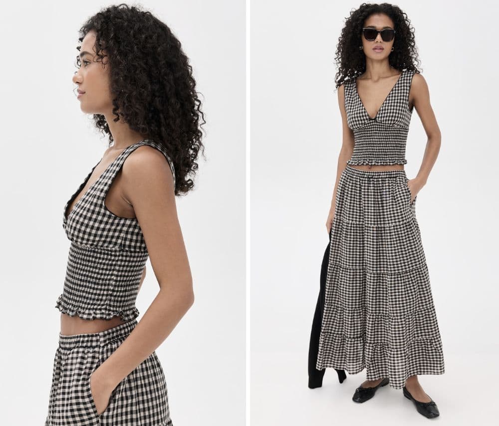 NIA Bleu Top + Skirt Gingham set - Image 1