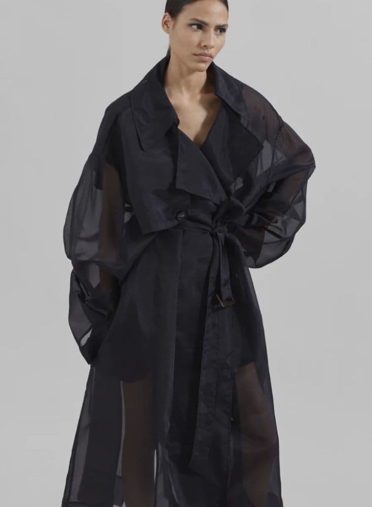 Frankie Shop Mavis Oversized Sheer Trench - Black - Image 2
