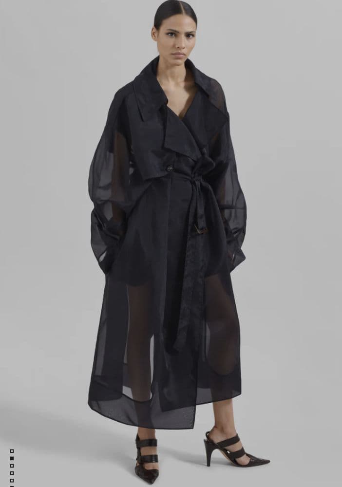 Frankie Shop Mavis Oversized Sheer Trench - Black - Image 3