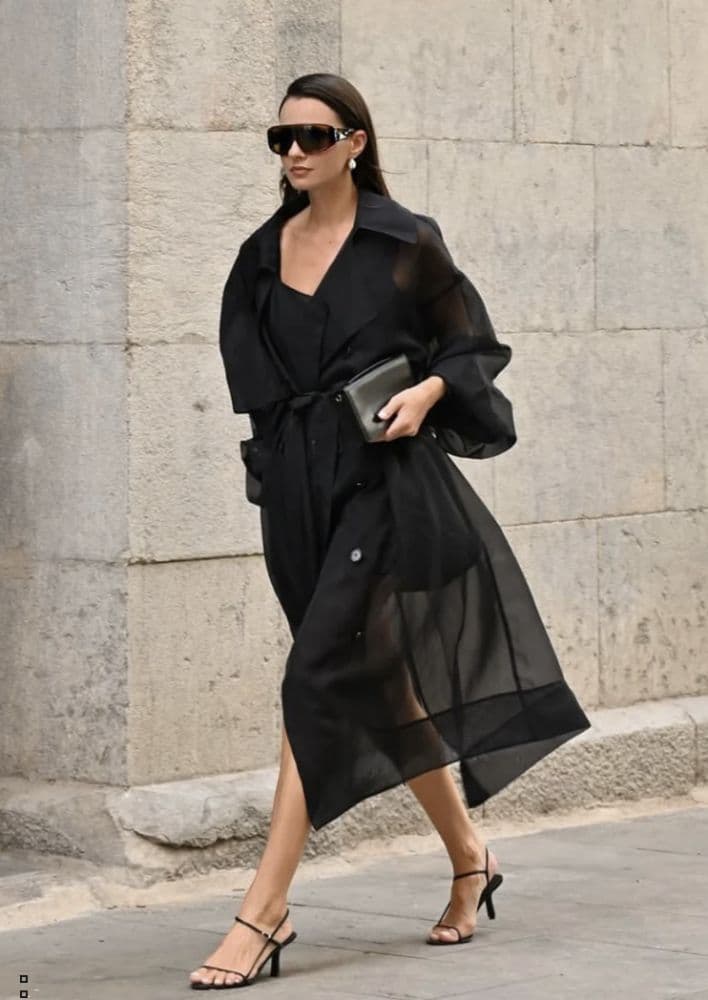 Frankie Shop Mavis Oversized Sheer Trench - Black - Image 1