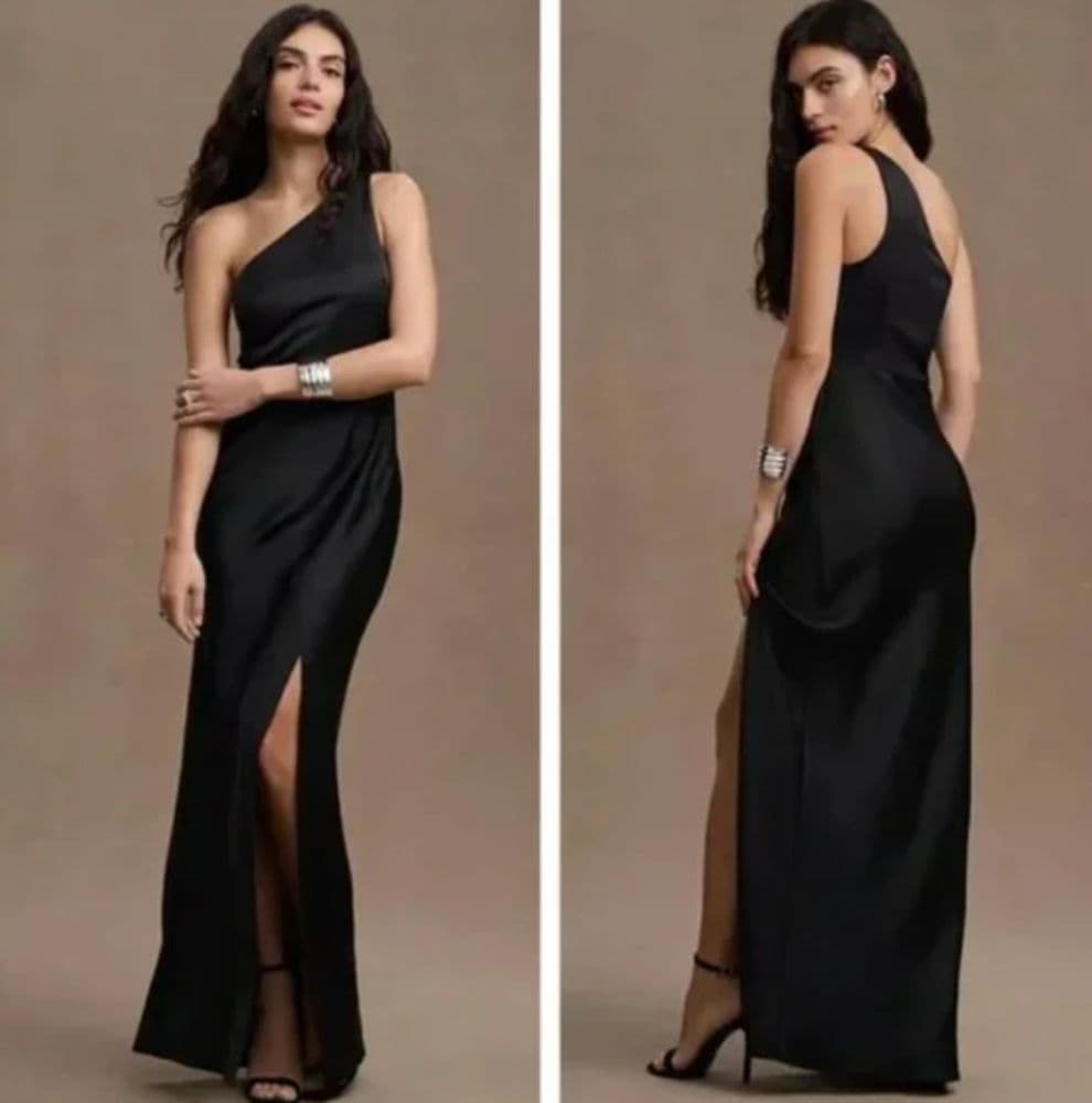BHLDN Dylan One-Shoulder Satin Side-Slit Gown - Image 1