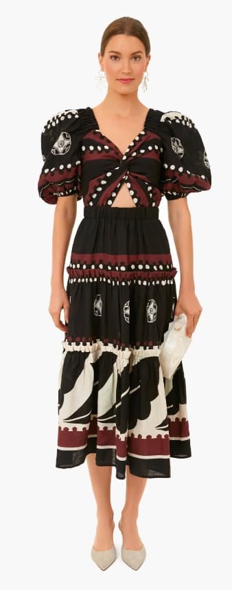 Black Liora Puff Sleeve Cut Out Dress - Image 2