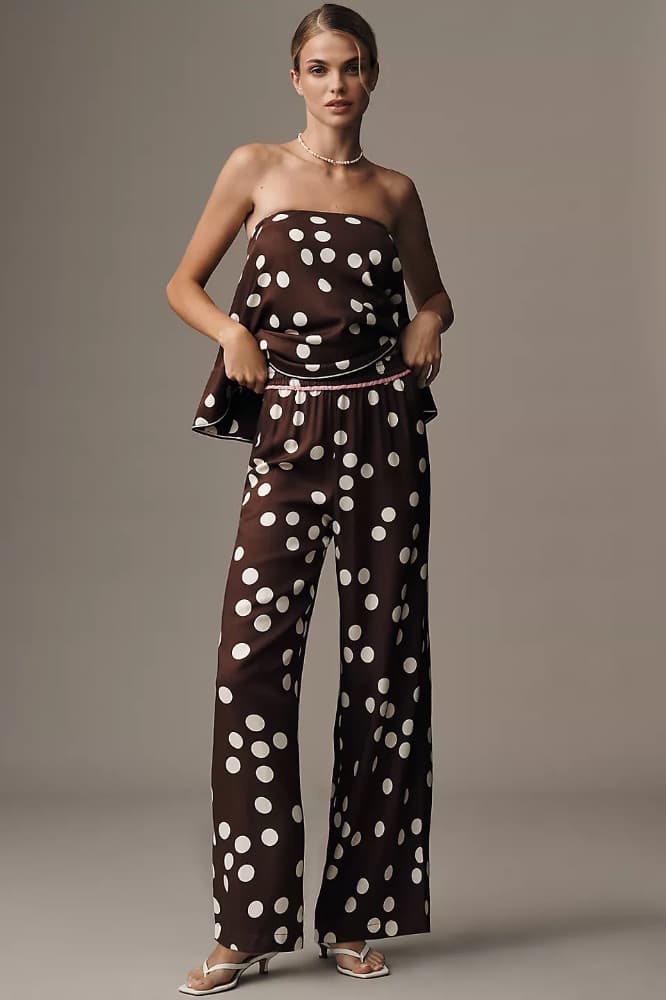 Maeve Strapless Swingy Top and Brooklin Printed Wide-Leg Pants Set - Image 3