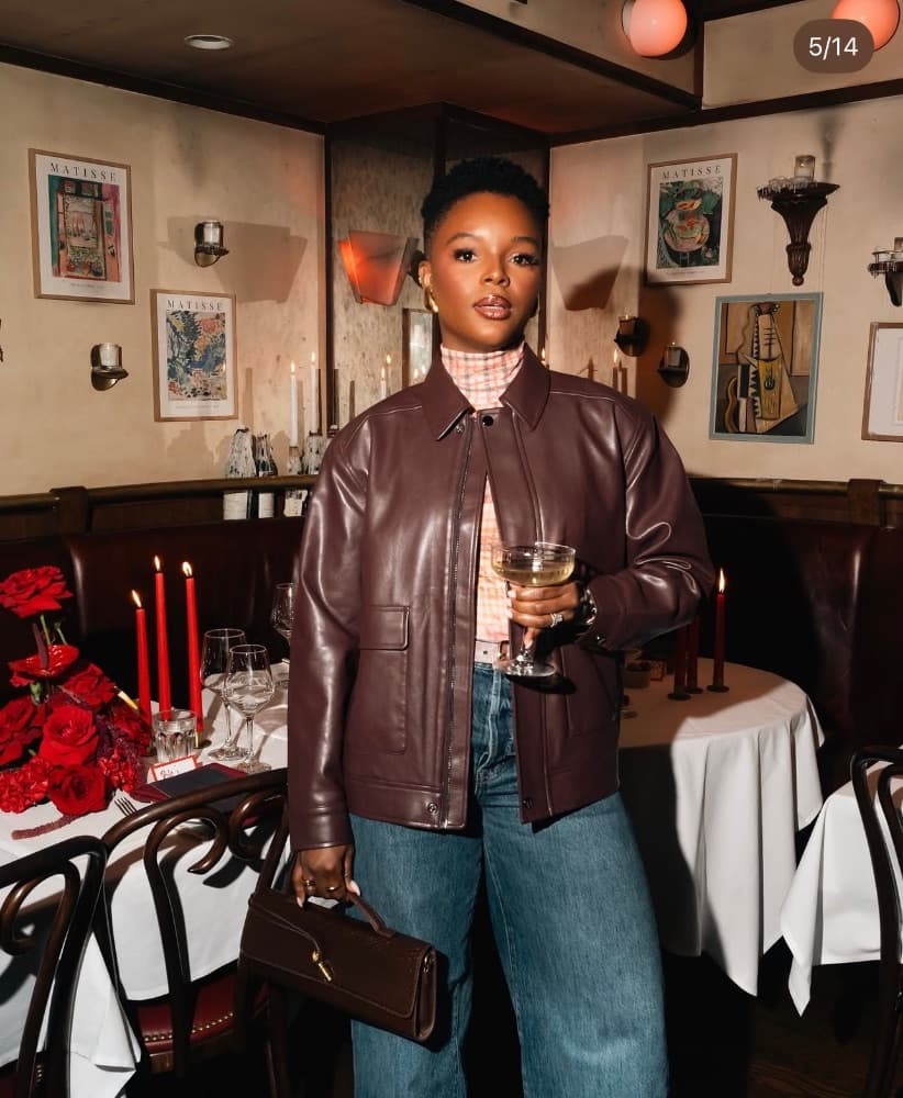 Pistola Valerie Faux Leather Bomber Jacket - Image 1