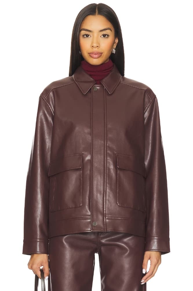 Pistola Valerie Faux Leather Bomber Jacket - Image 3