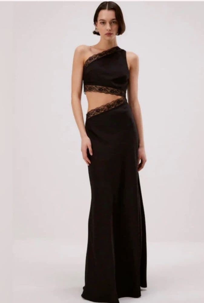 MISHA Black Satin Gown - Image 1
