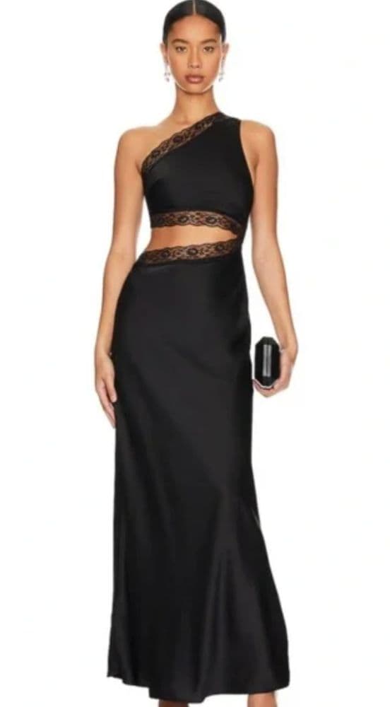 MISHA Black Satin Gown - Image 2