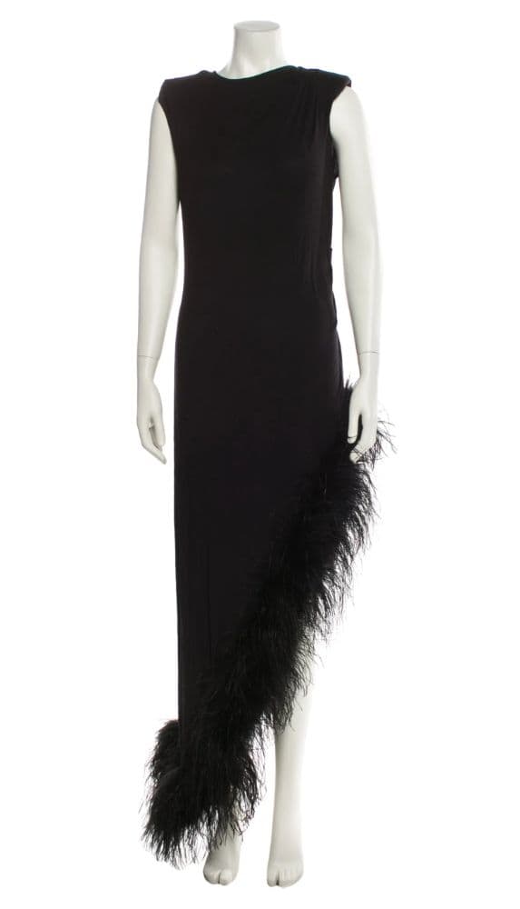 Dana Foley Black Feather Dress - Image 1