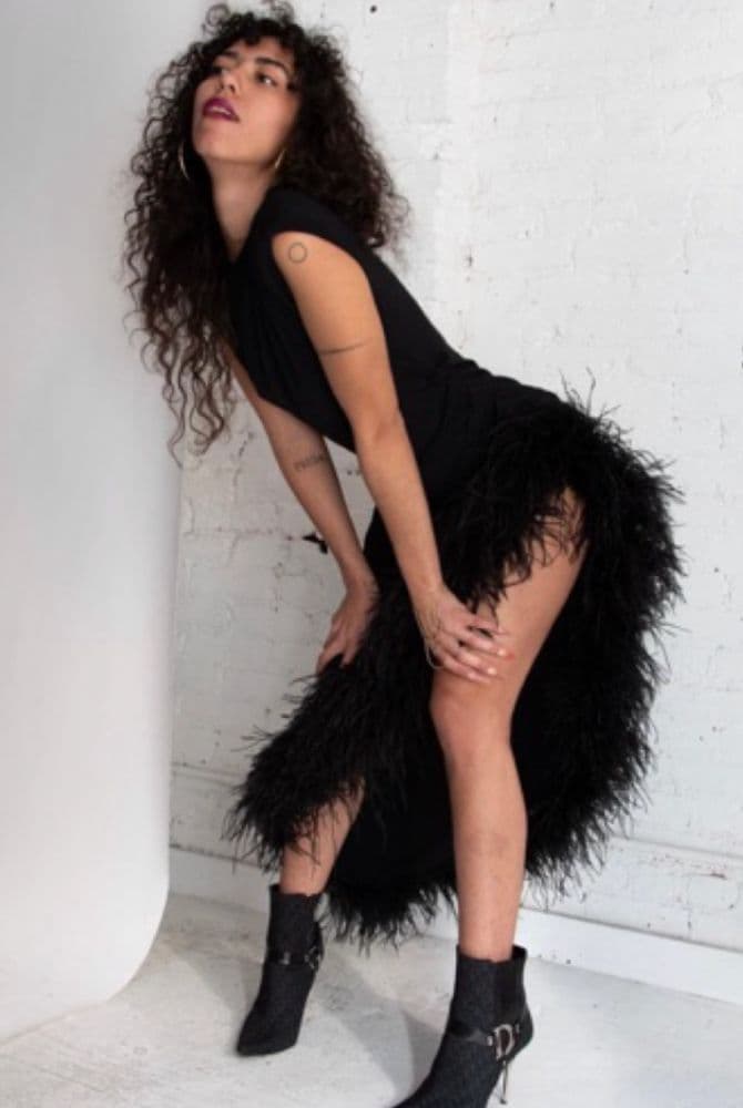 Dana Foley Black Feather Dress - Image 2