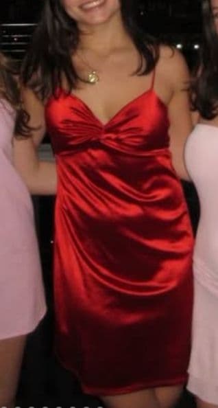 Red Satin Slip Mini Dress - Image 1