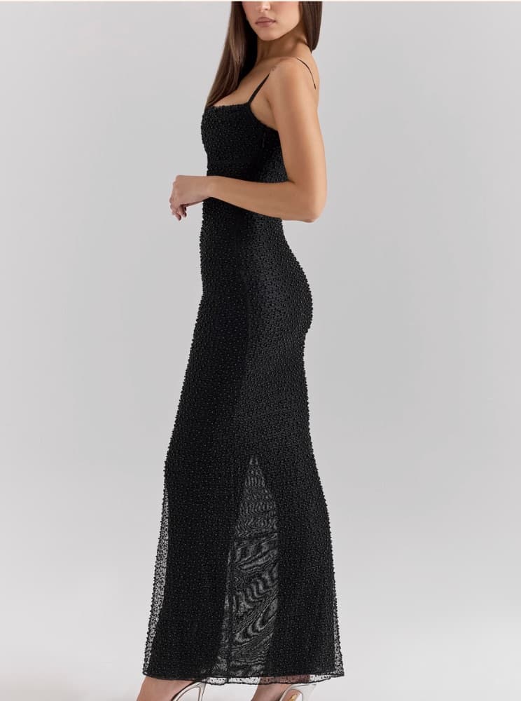 House of CB Calla Black Corset Beaded Maxi Dress - Image 3