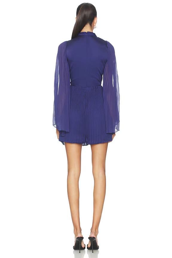 Midnight Blue Alice + Olivia Draped Cape Mini Dress - Image 3