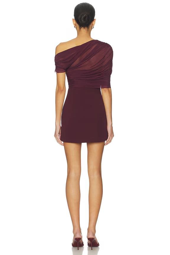 Burgundy Selma Crepe Mini Dress - Image 2