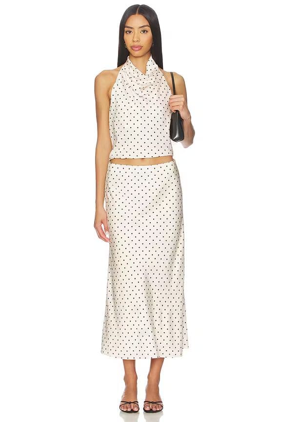 Revolve Polka Dot Midi Skirt and Halter set - Image 3