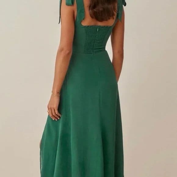 Reformation Twilight Midi Dress — Emerald Green - Image 3