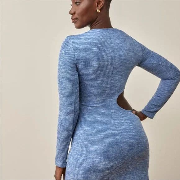 Reformation Tracey Knit Dress — Deep Sky Blue - Image 2