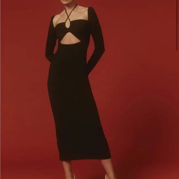 Reformation Alexei Knit Dress — Black - Image 2
