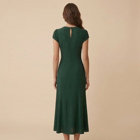 Reformation Frasier Dress — Forest Green - Image 2
