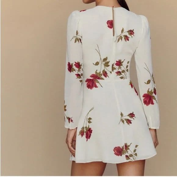Reformation Laken Dress — American Beauty (White/Red Floral) - Image 1