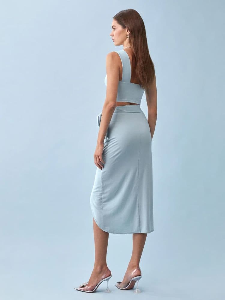 Reformation Rika Knit Two Piece Set — Mineral (Blue) - Image 3