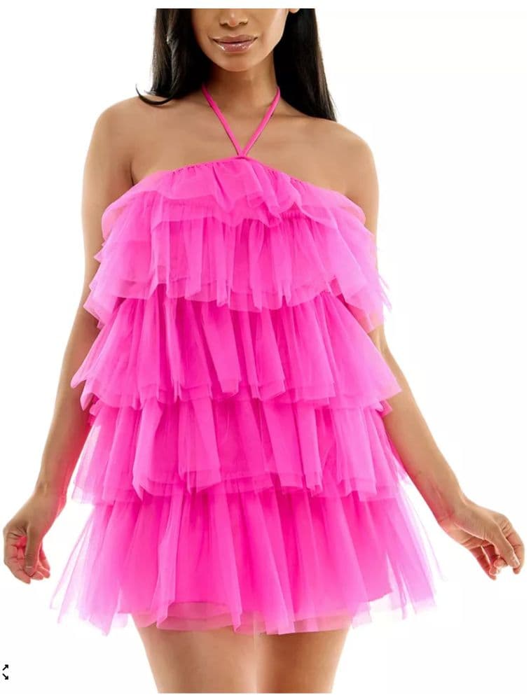 Macys Halter Ruffled Tiered Mini Dress - Image 3