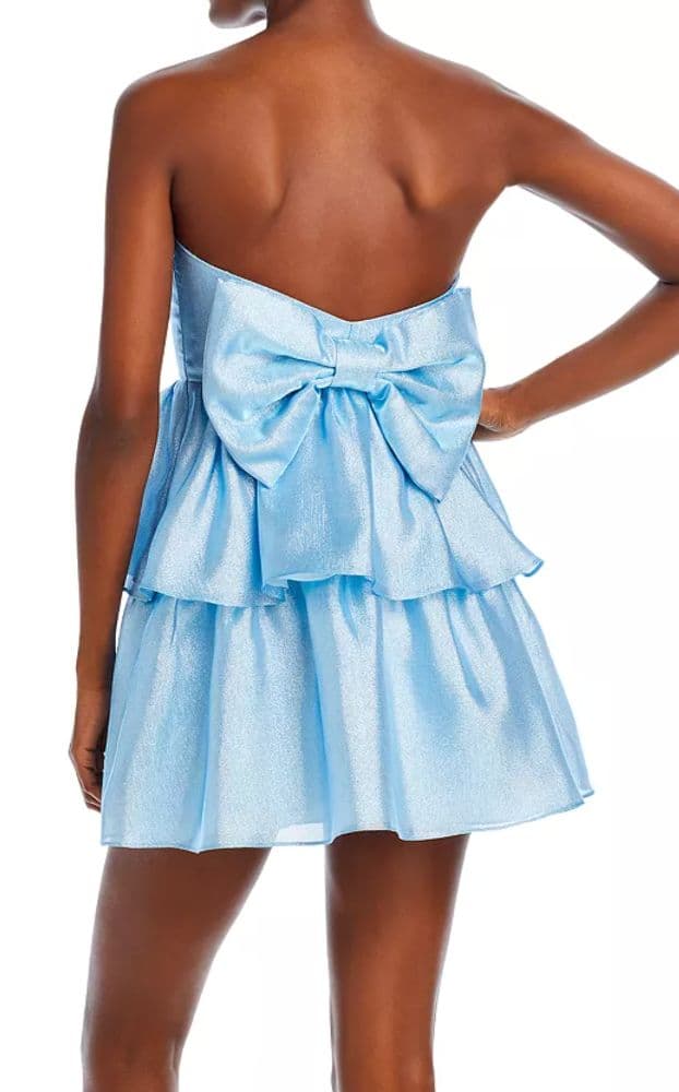 Amanda Uprichard Mini Blue Tiered Dress - Image 1