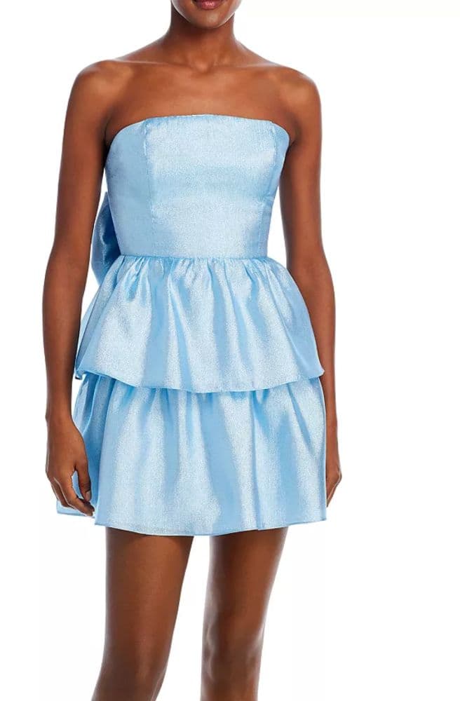 Amanda Uprichard Mini Blue Tiered Dress - Image 3